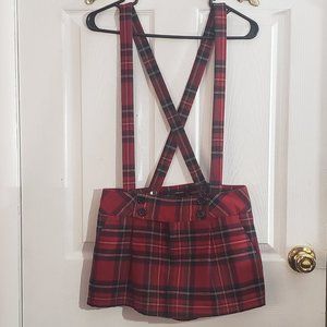 Adorable plaid suspender shorts